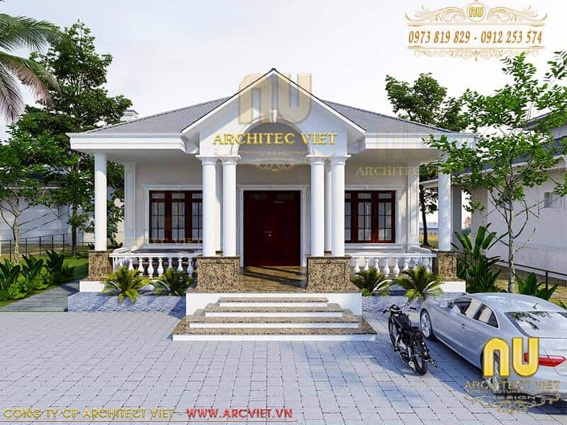 Thiết kế nhà ống 1 tầng 60m2 hiện đại gần gũi với thiên nhiên