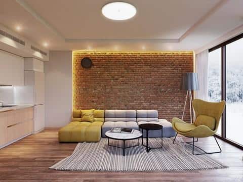 Thiết kế phòng khách độc đáo lấy cảm hứng từ những bức tường gạch