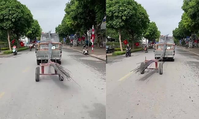 'Bẫy' xe chở thép cây trên đường Việt